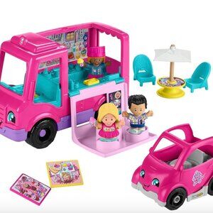 Fisher-Price Little People Barbie Cupcake Truck Playset Toddler Toy Musical 9 PC